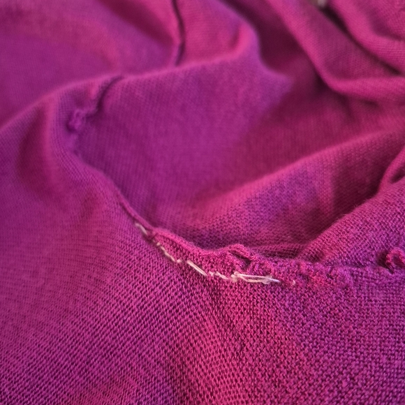 Open Drape Fuchia Shawl Cardigan, Flawed But Stunning, Silk And Cashmere Blend - Picture 7 of 11